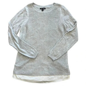 Hilary Radley Gray Ribbed Relaxed Sweater S